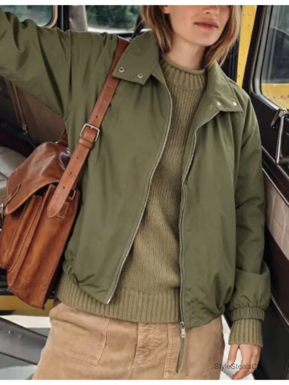 Oversized Funnel Neck Trench Coat with Zip Front and Snap Button